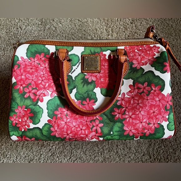 Dooney & Bourke Pink Hydrangea Floral Satchel Purse - Picture 1 of 2